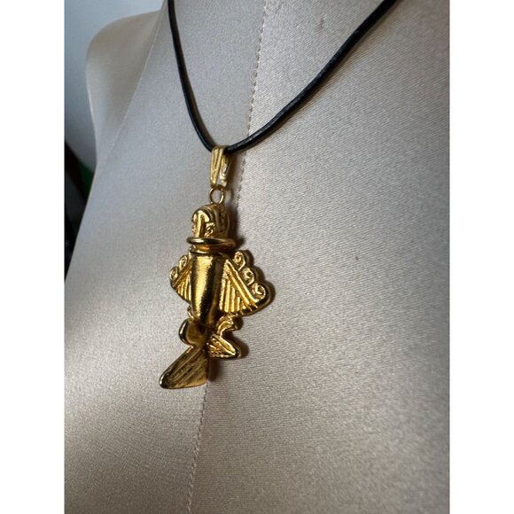 24k Gold Plated Golden Jet Pendant Necklace Handmade In Columbia With Certificat - Picture 15 of 16